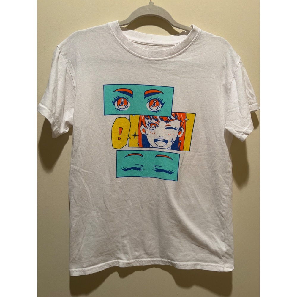 Brisco Brands Anime Graphic Tee White Short Sleeve T-Shirt Mens Medium